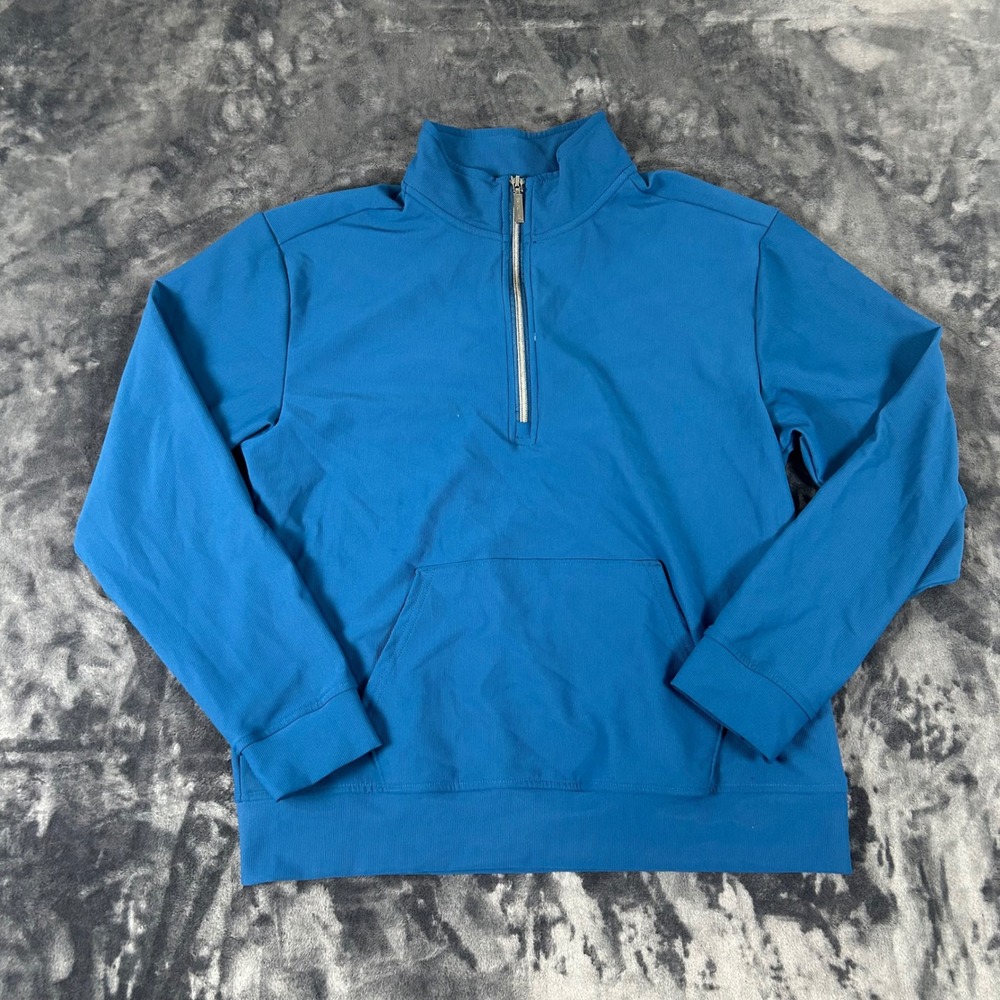 Skechers Quarter Zip Pullover Womens Medium Blueโ Ribbed Activewear 2462